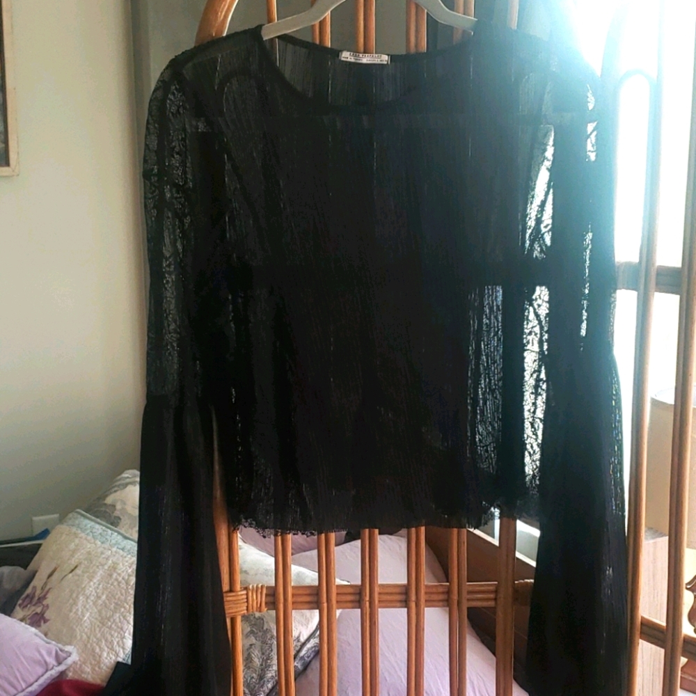 Lacy black crop evening top